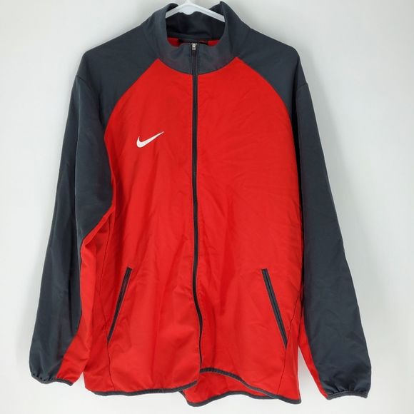red and grey nike windbreaker